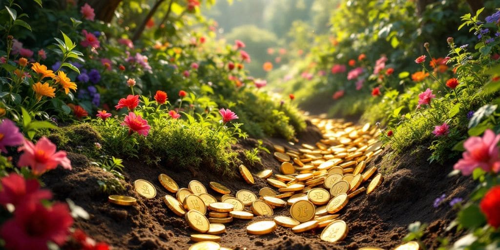 Un jardin suisse avec des pièces d'or cachées.