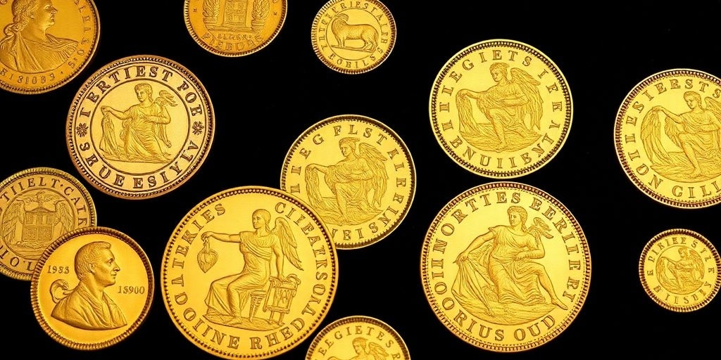Pièces en or rares de Napoléon sur fond sombre.