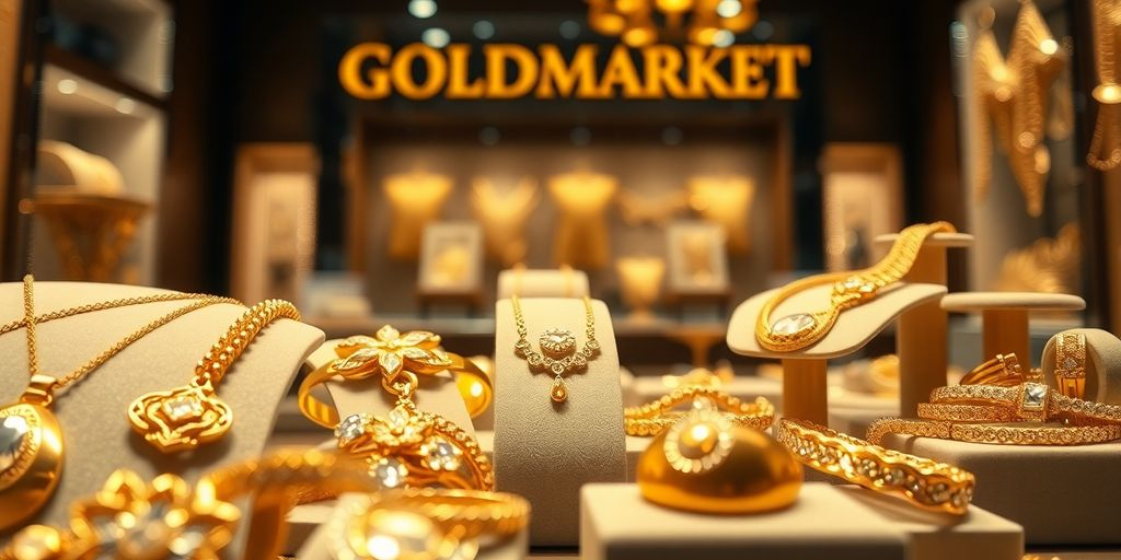 Bijoux en or dans une boutique élégante.