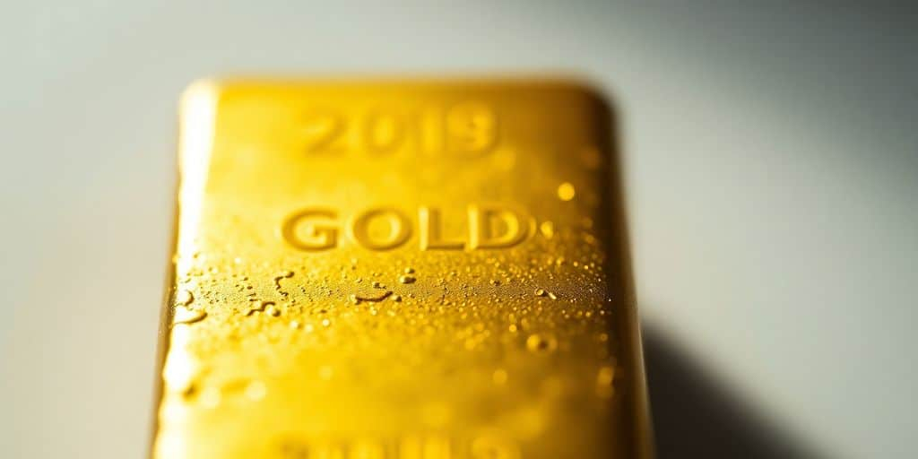 Lingot d'or avec des détails brillants.