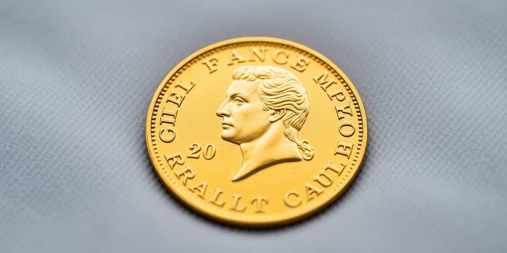 Pièce de 20 francs en or, profil de Napoléon.
