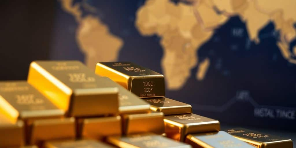 Des lingots d'or brillants sur fond flou.