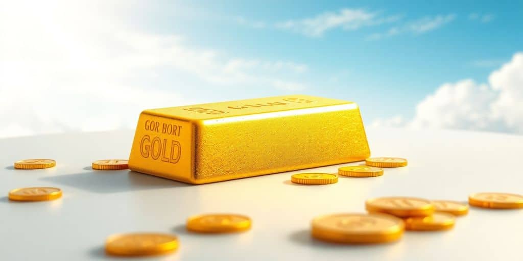 Barre d'or brillante sur un fond lumineux.