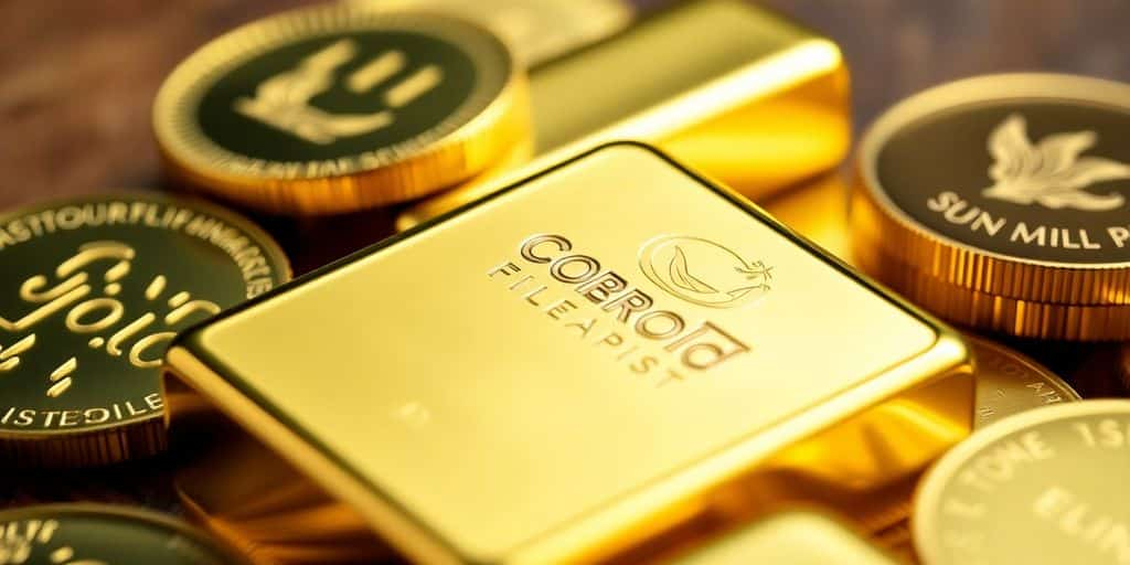 Des lingots et pièces d'or brillants.
