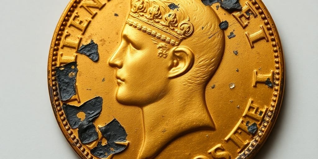 Pièce de Napoléon en or abîmée