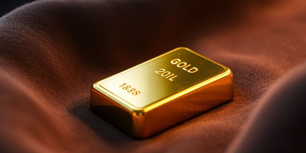 Lingot d'or sur un fond en velours.