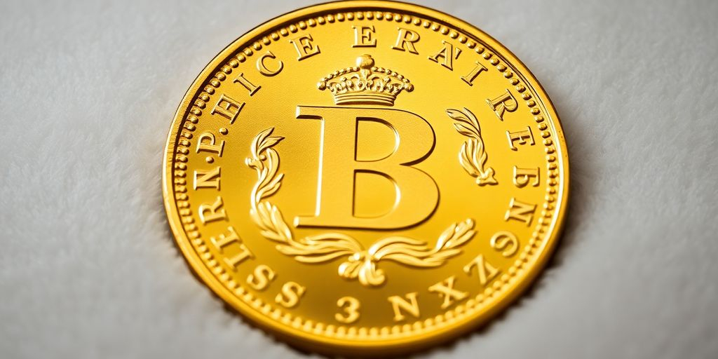 Pièce de Napoléon en or sur fond en velours.