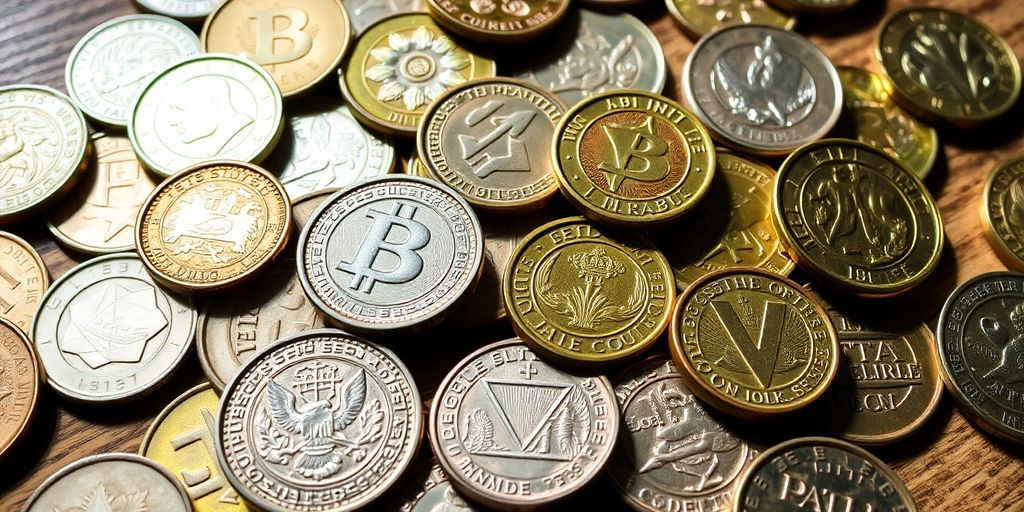 Gros plan sur des pièces de monnaie variées.