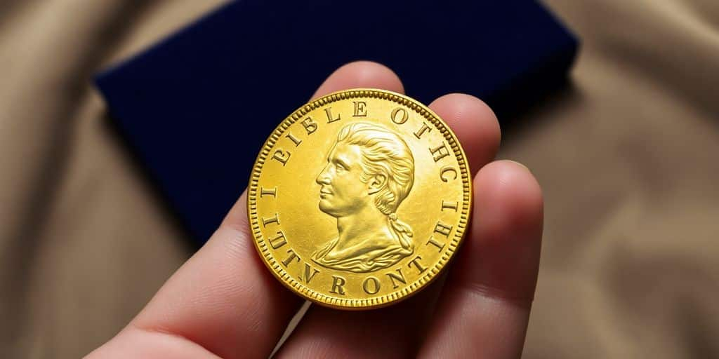 Pièce en or de Napoléon tenue dans une main.