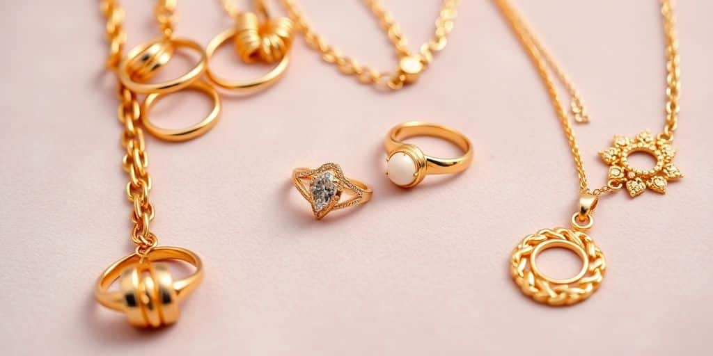 Bijoux en or élégants sur un fond en velours.