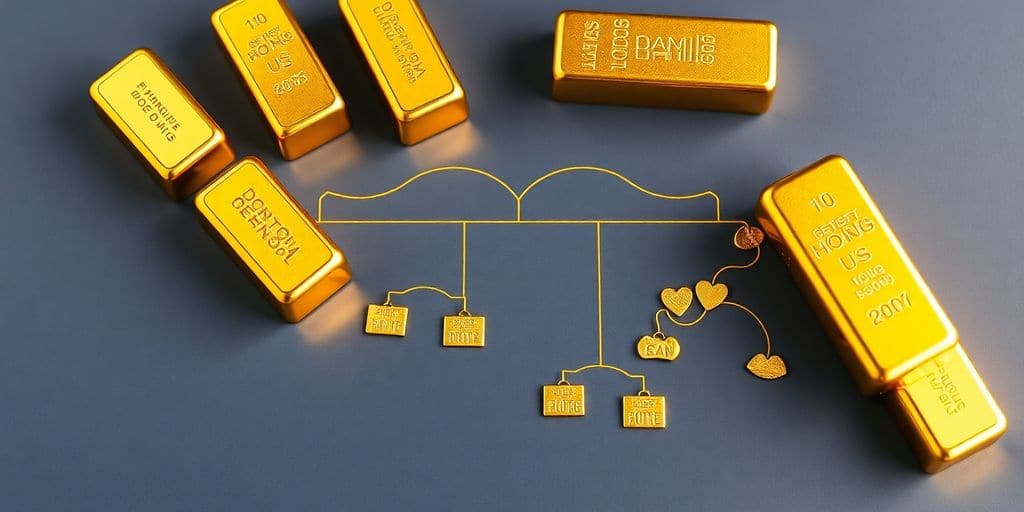 Barres d'or et arbre généalogique.