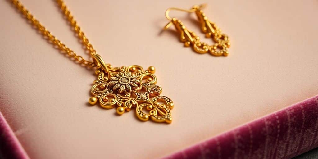 Bijoux en or hérités sur un fond en velours.