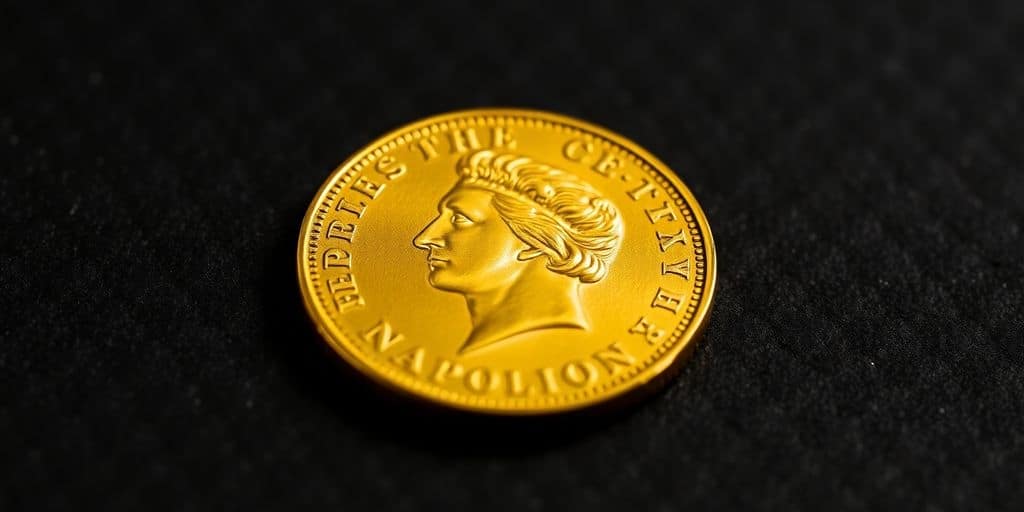 Monnaie en or de Napoléon avec des détails raffinés.