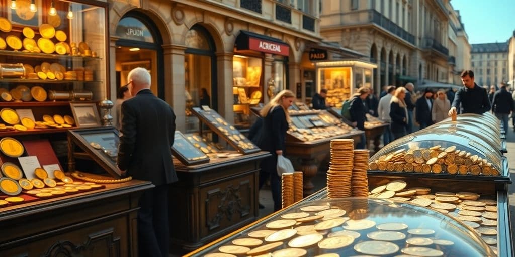 Marché de pièces d'or à Paris.