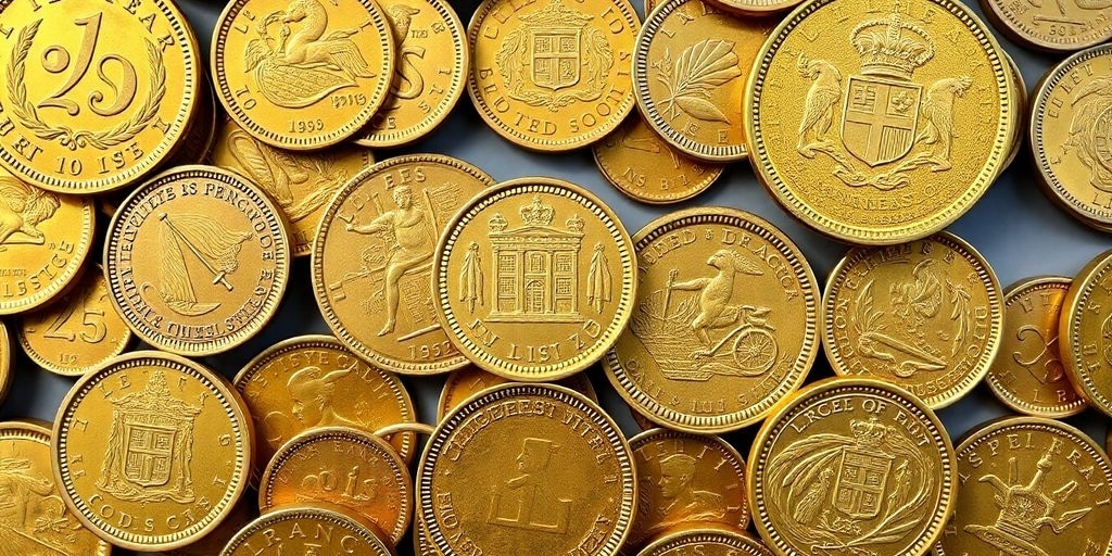 Collection de pièces d'or françaises classiques.