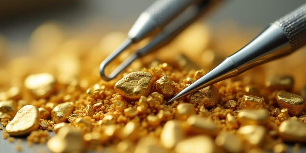 Aperçu de l'or dentaire recyclé et des outils dentaires.