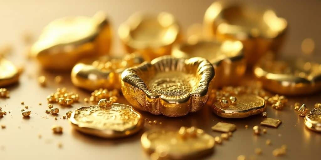 Pièces d'or dentaire non certifié sur fond neutre.