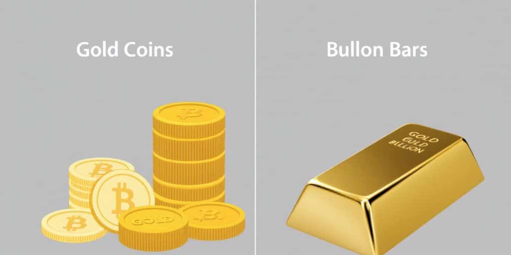 Comparaison entre pièces d'or et lingots.