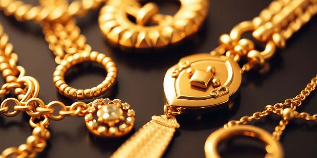 Bijoux en or brillants sur fond neutre.