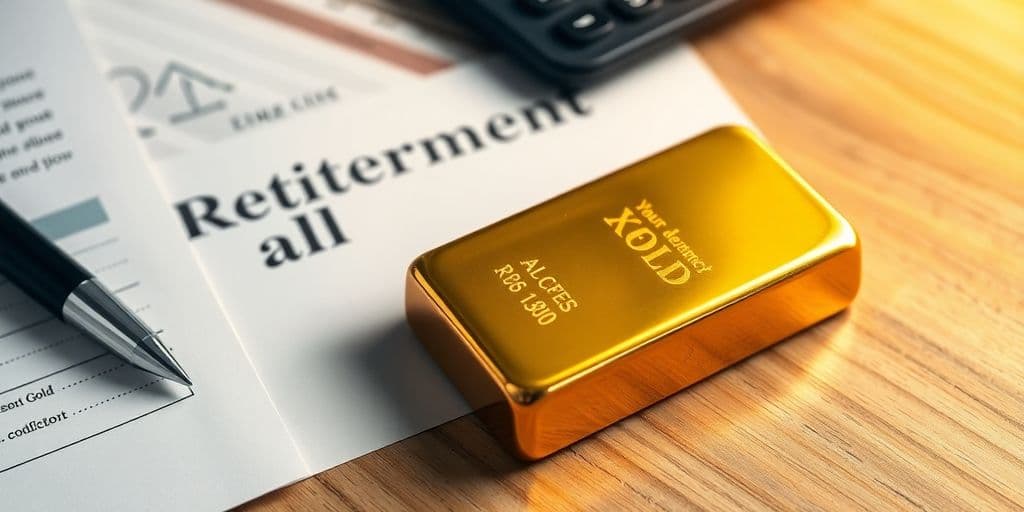 Barre d'or et documents de retraite