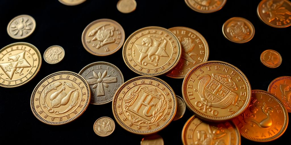 Pièces d'or anciennes de France sur fond sombre.