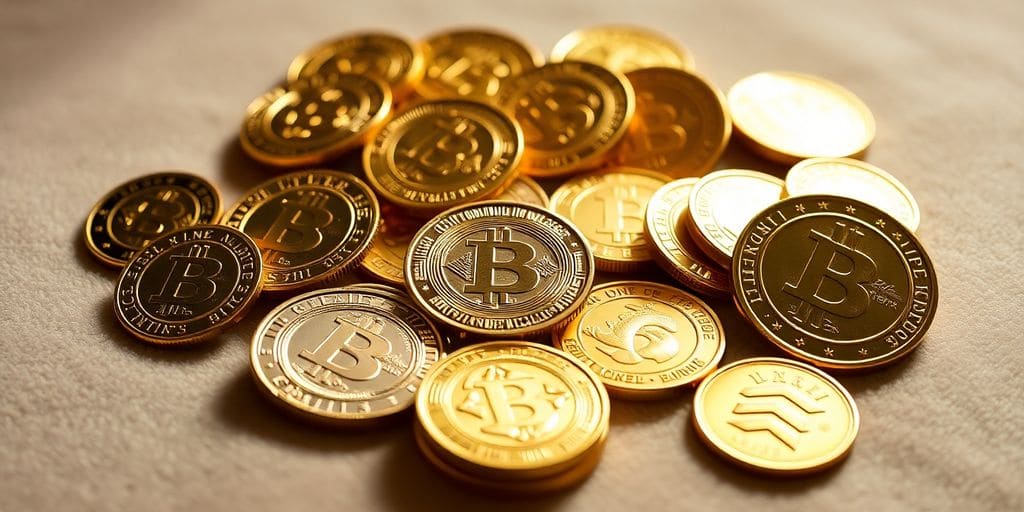 Pièces d'or brillantes sur un fond en velours.