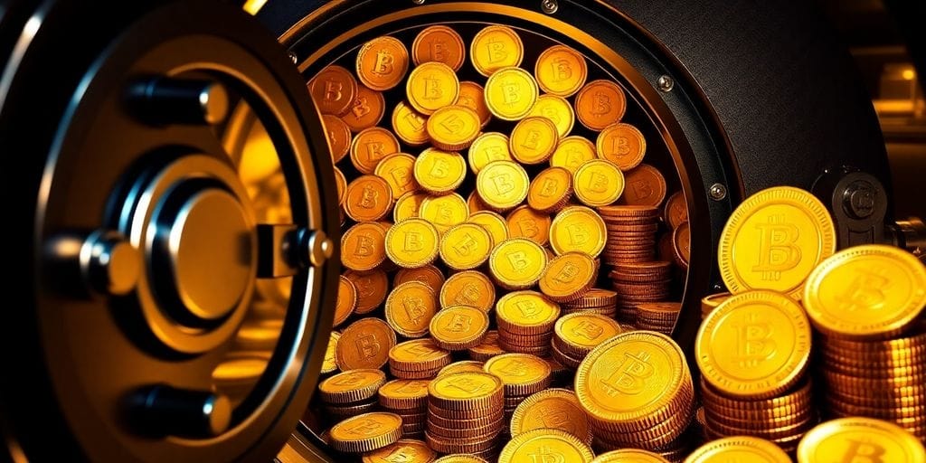 Coffre-fort avec des pièces d'or de collection.