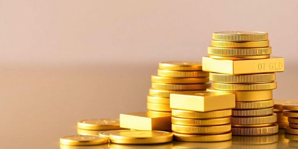 Une pile de pièces et lingots d'or.