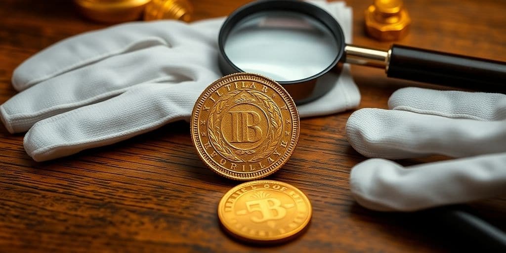 Pièce de monnaie ancienne en or sur une table.
