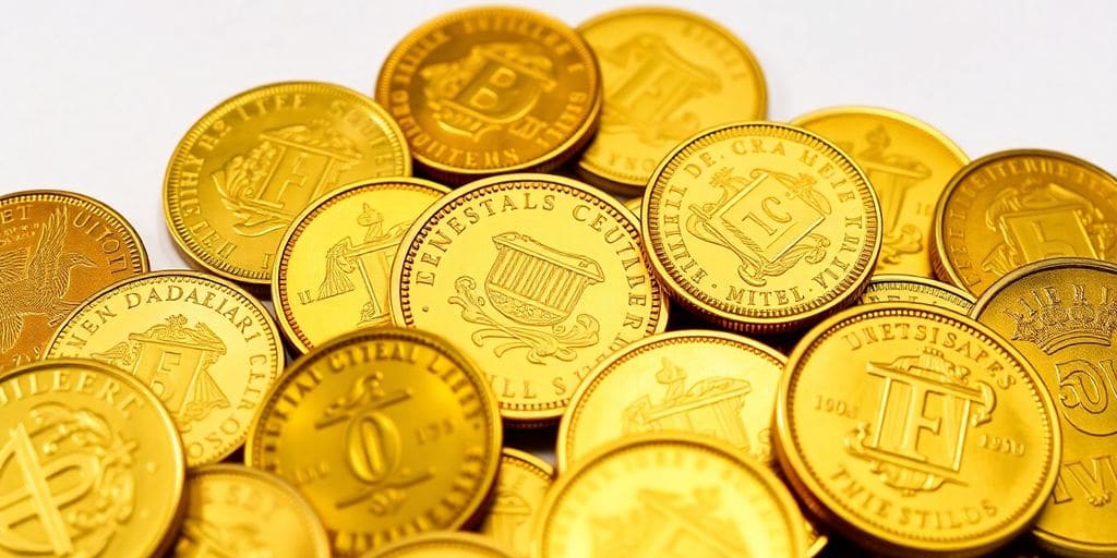Collection de pièces d'or historiques brillantes.