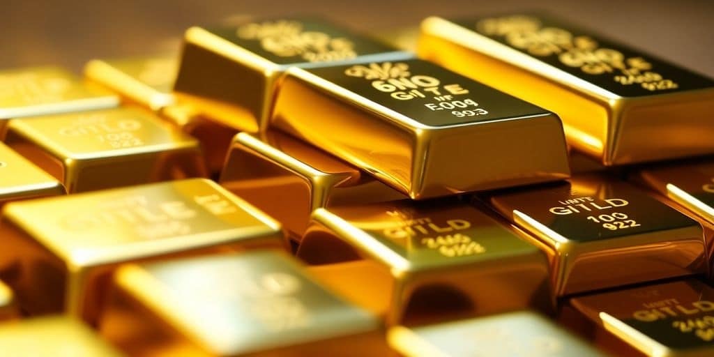 Des barres d'or brillantes empilées élégamment.