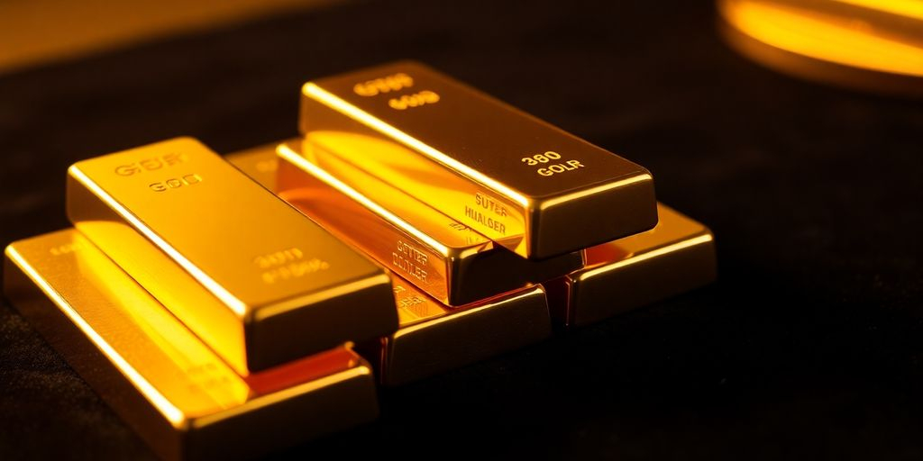 Lingots d'or empilés sur une surface en velours.