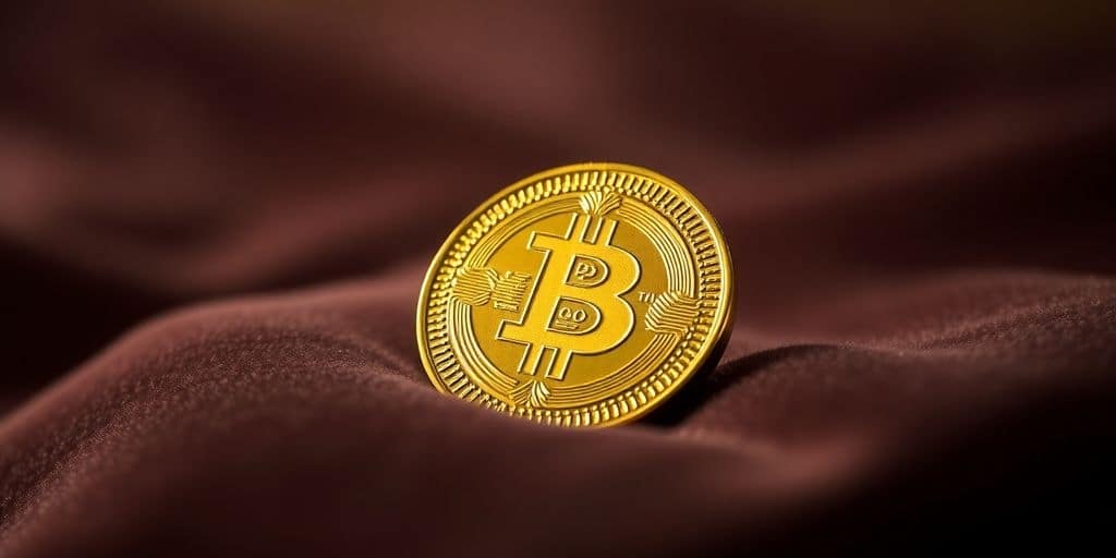 Pièce d'or sur un tissu en velours.