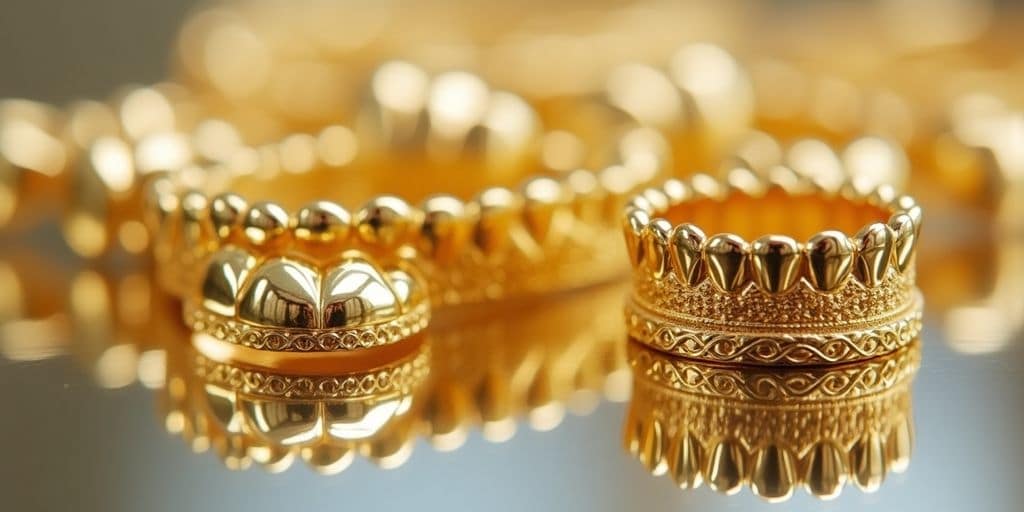 Bijoux dentaires en or offrant éclat et élégance.