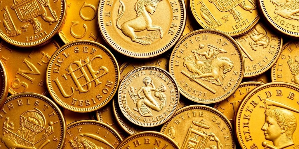 Collection de pièces d'or britanniques anciennes.