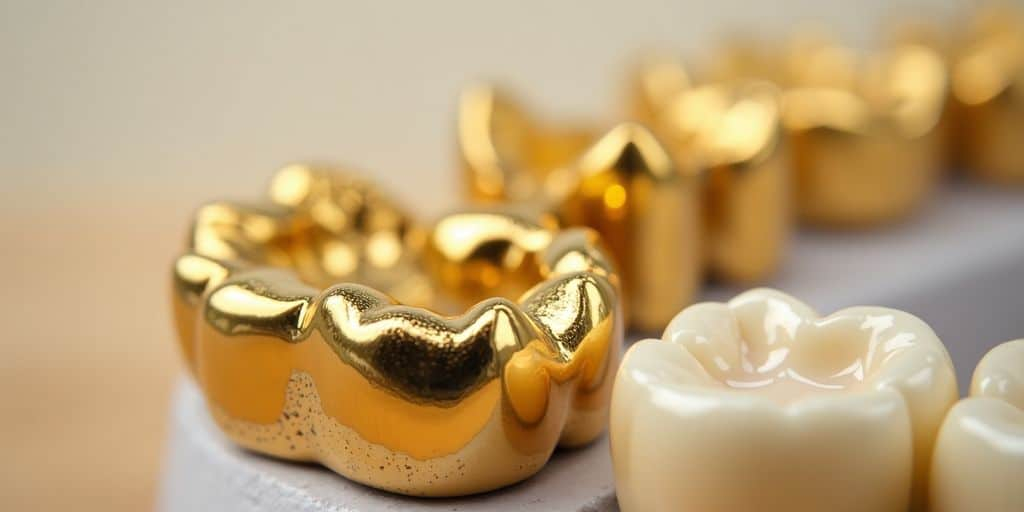 Or dentaire en couronnes et fillings.