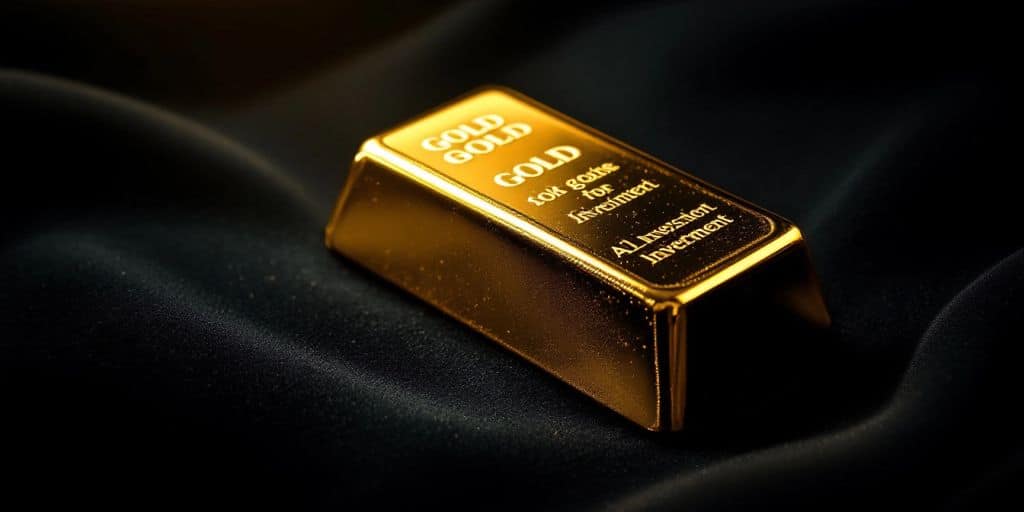 Lingot d'or sur fond sombre en velours.