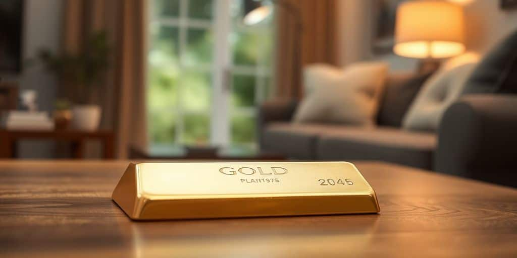 Lingot d'or sur une table en bois