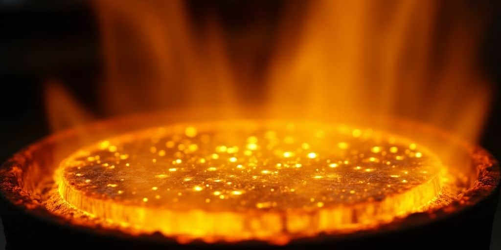 Fusion de l'or dentaire dans un creuset.