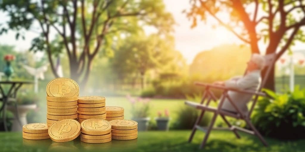 Un cadre de retraite avec des pièces d'or et un jardin.