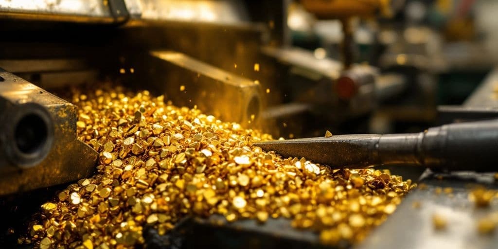 Photo d'or en cours de traitement dans l'industrie.