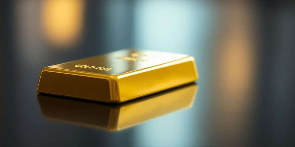 Barre d'or sur une surface noire élégante.