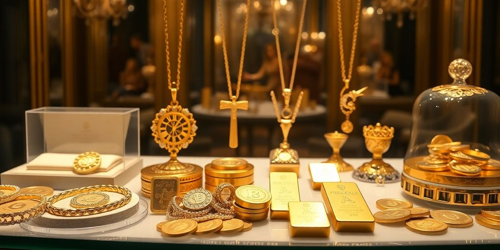 Bijoux en or et lingots à Paris.