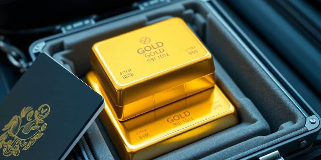 Barres d'or dans une valise de sécurité.