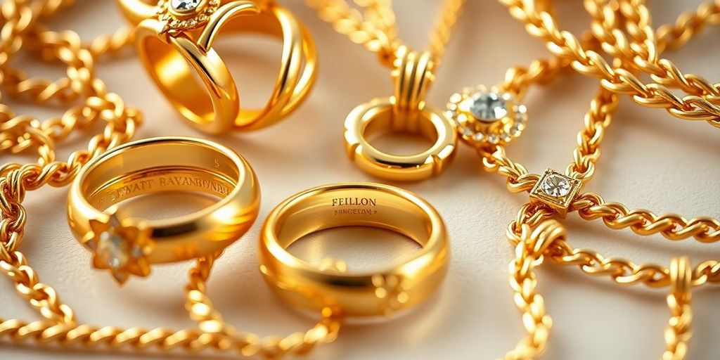 Bijoux en or brillants sur fond élégant.
