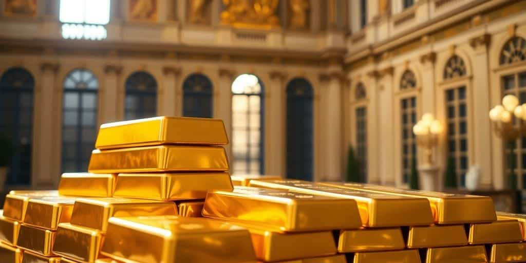 Barres d'or brillantes avec un fond de Versailles.