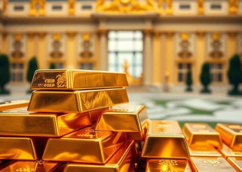 Des barres d'or brillantes avec le palais de Versailles.