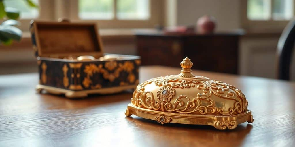 Bijou en or sur une table en bois.