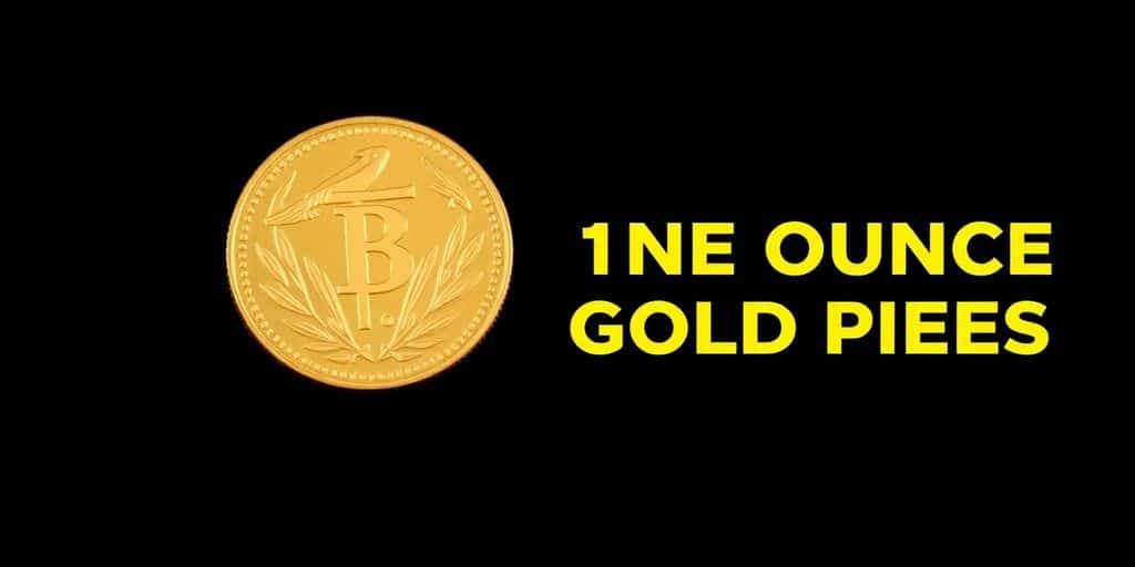Pièce d'or d'une once sur fond sombre.