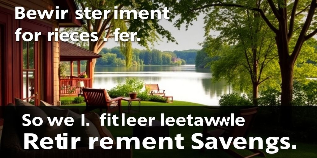 Un paysage tranquille avec maison et lac, sécurité financière.